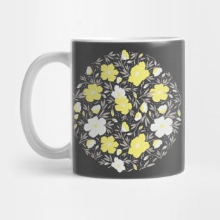 Floral pattern in grey and yellow colors Mug